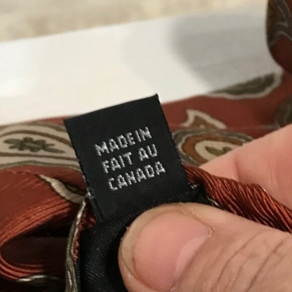 Harry Rosen 100% Silk Mens Paisley Tie Orange & Green Made In Canada - Picture 5 of 5